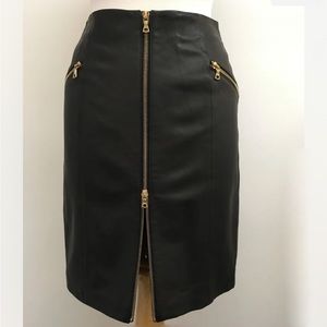 J Brand-lamb skin leather skirt-size 8-black